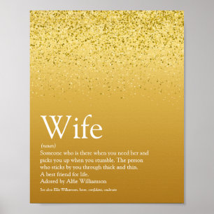 Beste Ehefrau der Welt Definition Gold Glitter Spa Poster