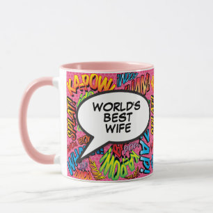 Beste Ehefrau der Welt Lustig Pink Retro Comicbuch Tasse