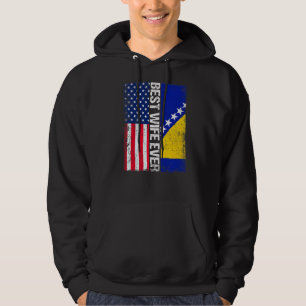 Beste Ehefrau für die Flagge der USA und Bosnien u Hoodie