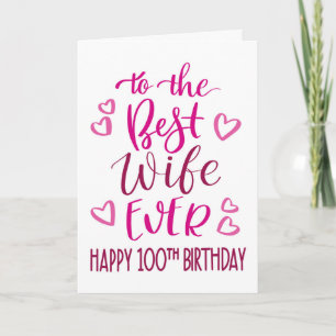 Beste Ehefrau je 100. Geburtstag Typografie in Ros Karte