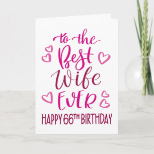 Beste Ehefrau je 66. Geburtstag Typografie in Rosa Karte