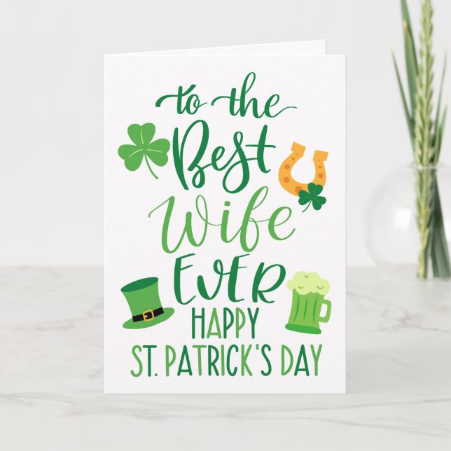 Beste Ehefrau je St Patrick's Day Typografie Karte (Vorderseite)