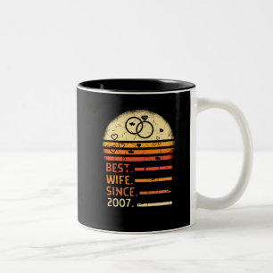 Beste Ehefrau seit 2007 Retro Vintage Muttertag Zweifarbige Tasse