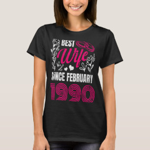 Beste Ehefrau seit Februar 1990 Hochzeitsfeier T-Shirt