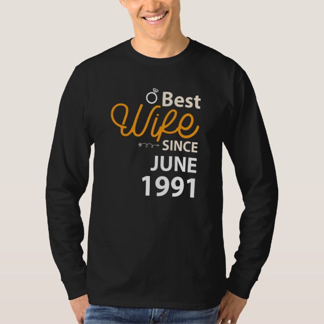 Beste Ehefrau seit Juni 1991 T-Shirt (Vorderseite)