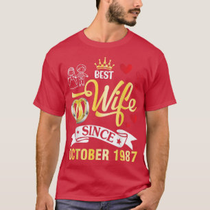 Beste Ehefrau seit Oktober 1987 Glücklich Verheira T-Shirt
