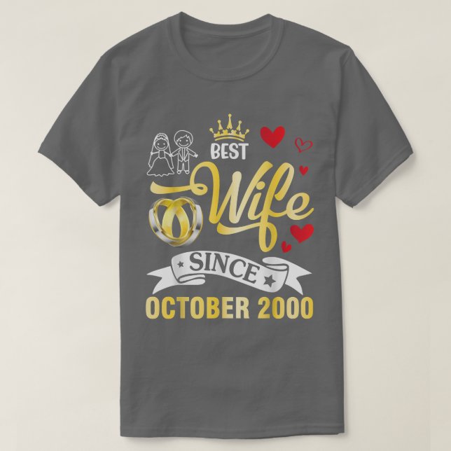 Beste Ehefrau seit Oktober 2000 Glückwunsch Verhei T-Shirt (Design vorne)