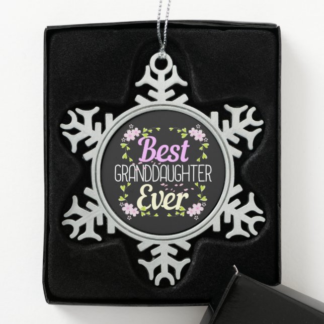 Beste Enkelin je Schneeflocken Zinn-Ornament (Box)