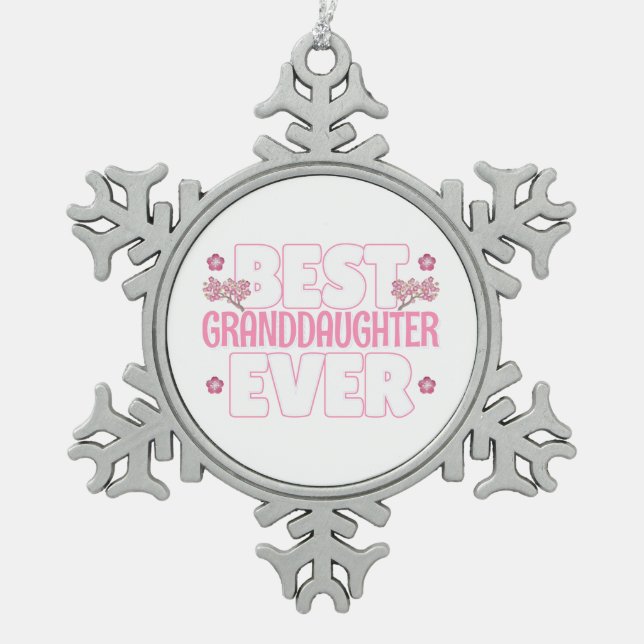 Beste Enkeltochter je - Kirschblüten Schneeflocken Zinn-Ornament (Vorderseite)