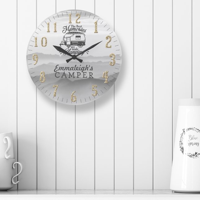 Beste Erinnerungen Maßgeschneiderter Glamping Große Wanduhr (Von Creator hochgeladen)