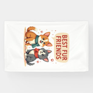 Beste Fellfreunde Vintage Süße Katze und Hund Cart Banner