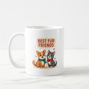 Beste Fellfreunde Vintage Süße Katze und Hund Cart Kaffeetasse
