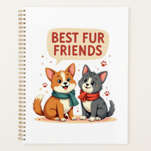 Beste Fellfreunde Vintage Süße Katze und Hund Cart Planer