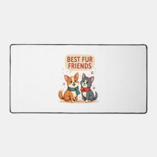 Beste Fellfreunde Vintage Süße Katze und Hund Cart Schreibtischunterlage