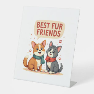 Beste Fellfreunde Vintage Süße Katze und Hund Cart Sockelschild