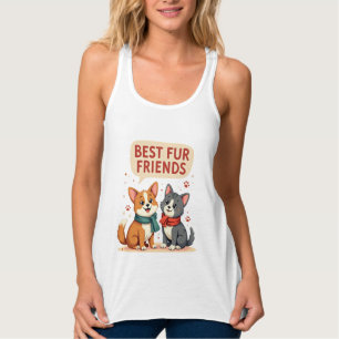 Beste Fellfreunde Vintage Süße Katze und Hund Cart Tank Top