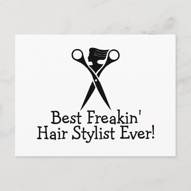Beste Freakin Hair Stylist jemals Black Postkarte (Vorderseite)