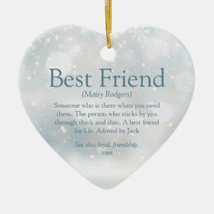 Beste Freund Definition Winter Schneeflocken Keramik Ornament