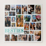 Beste Freunde 24 FotoCollage Puzzle<br><div class="desc">Erstellen Sie mit dieser DIY-Bildvorlage Ihr bestes Freund-Rätsel,  es ist so einfach,  mit Ihren eigenen Erinnerungen von Ihnen und Ihrer BESTE FREUNDIN zu ersetzen! Mit einer 24-Foto-Collage,  dem Wort "Besties" in einem coolen aquamarinen Farbverlauf Schriftart,  Ihren Namen und einem Freundschaftsangebot.</div>