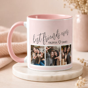 Beste Freunde 3 Foto-Collage Andenken Blush Rosa Tasse