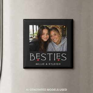 Beste Freunde Bestie Herz-Typografie Schwarzes Fot Magnet