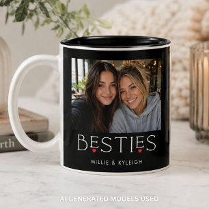 Beste Freunde Bestie Herz-Typografie Schwarzes Fot Zweifarbige Tasse