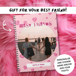 Beste Freunde BFF Geschenk Süße Rosa Herzen Foto Notizblock