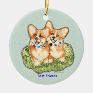 "Beste Freunde" Corgi-Verzierung Keramik Ornament
