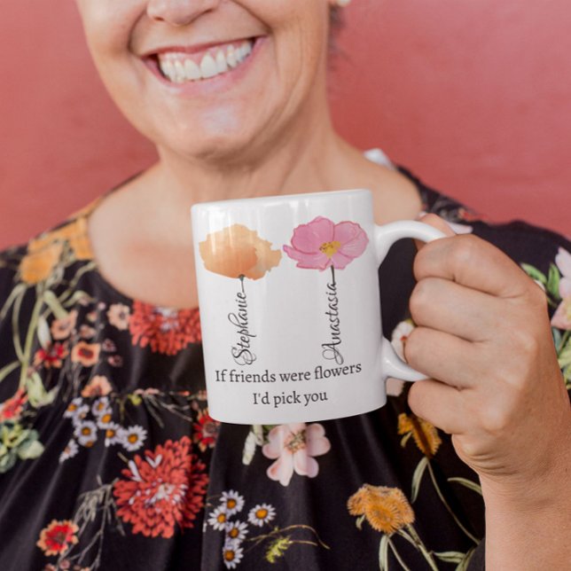 Beste Freunde Coworker Farewell Bestie Blume Zweifarbige Tasse (Von Creator hochgeladen)