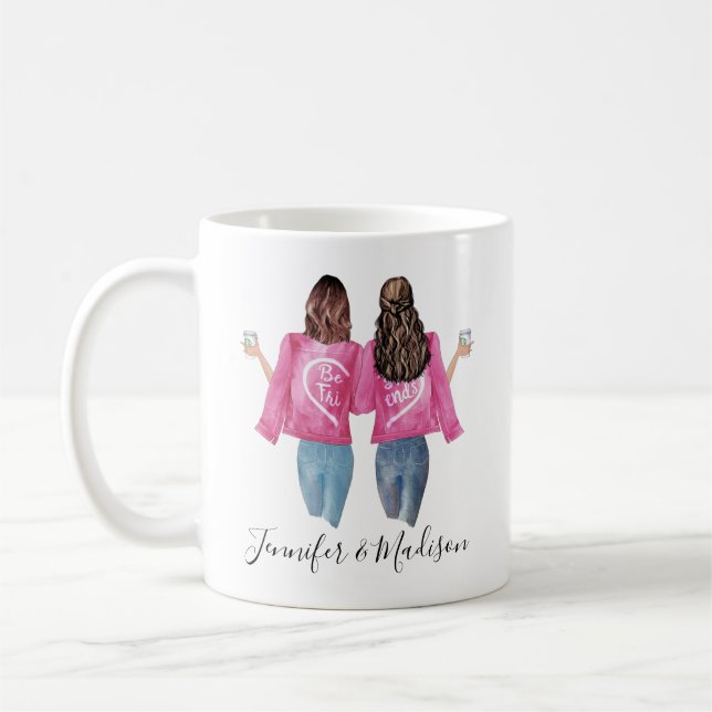 Beste Freunde Custom Haar BFF Besties Freundschaft Kaffeetasse (Links)