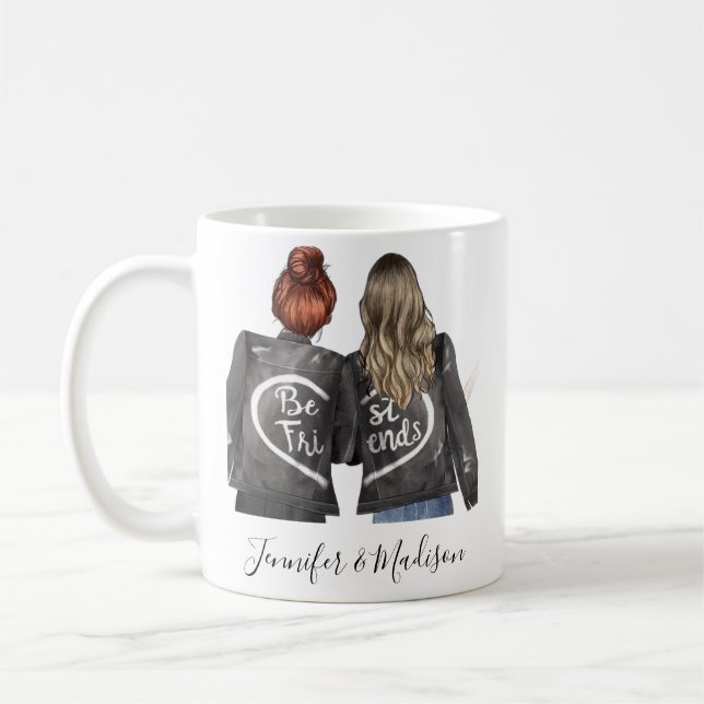 Beste Freunde Custom Haar BFF Besties Freundschaft Kaffeetasse (Links)