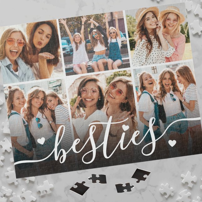 Beste Freunde Elegante BFF-Collage-Foto Puzzle (Best Friends Elegant BFF Collage Photo Jigsaw Puzzle)