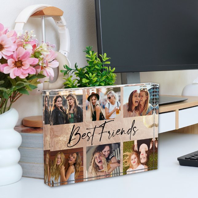 Beste Freunde Elegante Typografie Bildercollage Fotoblock (Von Creator hochgeladen)