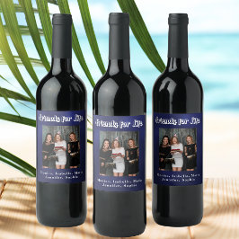 Beste Freunde Foto-blaue weiße Schrift Weinetikett