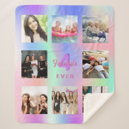 Beste Freunde Foto Collage holografisch rosa lila Sherpadecke