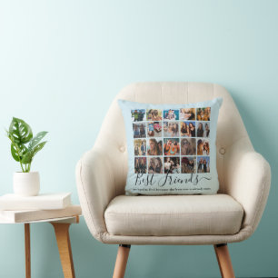 Beste Freunde Foto-Collage Pastellblau Kissen