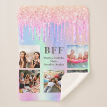 Beste Freunde Foto Collage Regenbogen Glitzer pink