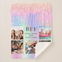 Beste Freunde Foto Collage Regenbogen Glitzer pink Sherpadecke