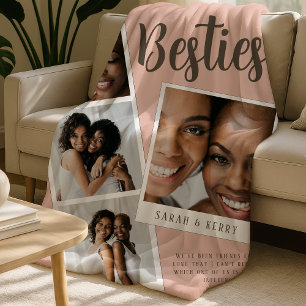Beste-Freunde-Foto-Collage-Rosa-Fleece-Decke Fleecedecke