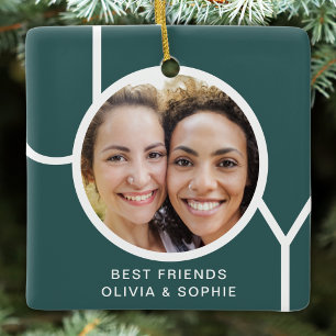 Beste Freunde Foto Freude Grüne Weihnachten Keramikornament