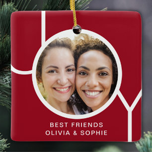 Beste Freunde Foto Freude Rot Weihnachten Keramikornament