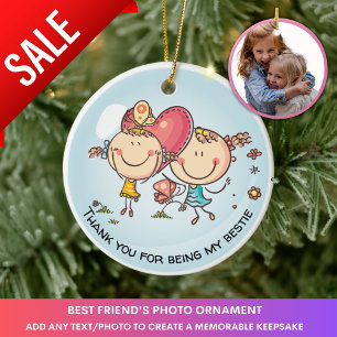 Beste Freunde Foto-Geschenk Süße Weihnachtsdekorat Keramik Ornament