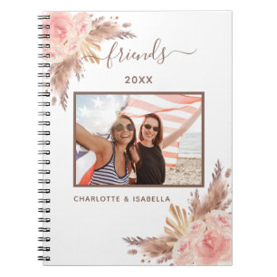 Beste Freunde Foto Pampas rosa Blumen weiß Notizblock