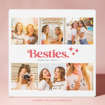 Beste Freunde FotoCollage mit Namen Fotoplatte<br><div class="desc">Erleben Sie unvergessliche Momente der Freundschaft mit unserer Best Friends Foto Collage Plaque. Dieser moderne und stilvolle Rahmen enthält das Wort "besties" in fett gedruckter Typografie und eine individuell anpassbare Collage, in der Sie Ihre Lieblingsfotos mit Ihrem besten Freund anzeigen können. Es dient als nachdenkliches personalisiertes Geschenk oder als geschätzter...</div>