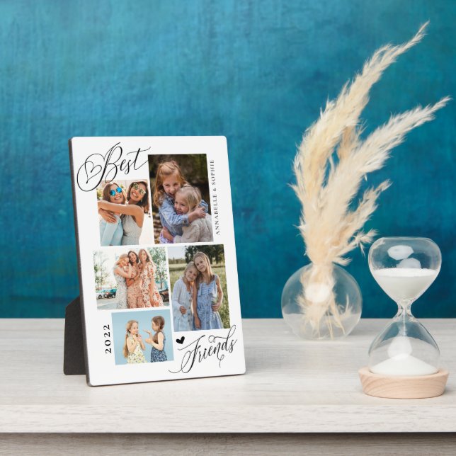 Beste Freunde Fotocollage Typografie Keepake Fotoplatte (Seite)