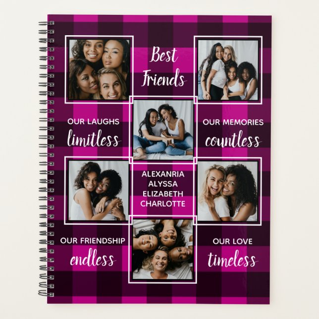 Beste Freunde Freundschaft Geschenk Pink Kariert 6 Planer (Vorderseite)
