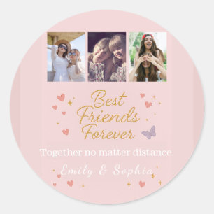 Beste Freunde für immer – 3-Foto-Collage-Aufkleber Runder Aufkleber