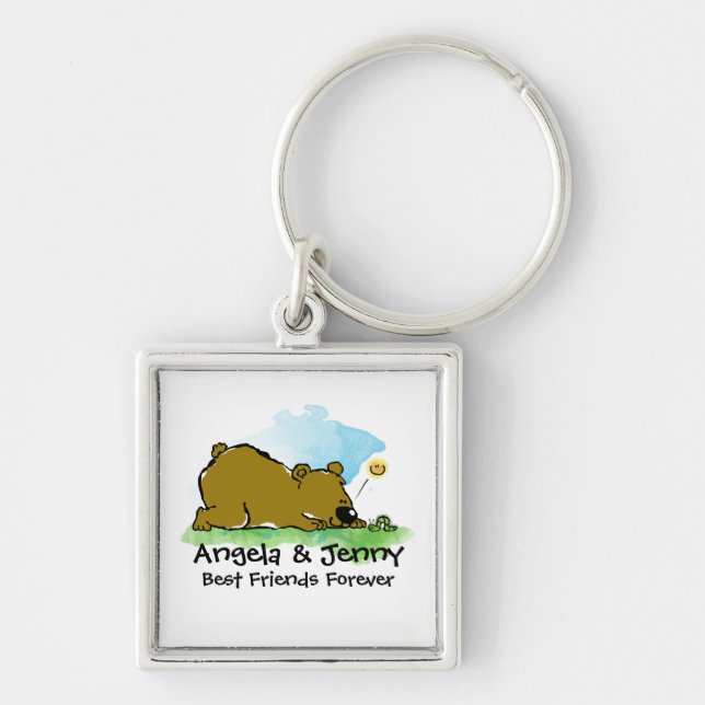 Beste Freunde für immer - Bär und Caterpilar Schlüsselanhänger (Vorne)