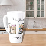 Beste Freunde für immer benutzerdefinierte Foto-Na Milchtasse<br><div class="desc">A gift for your best friend(s) for birthdays,  Christmas or a special event. Black Text: Best Friends Forever,  written with a trendy hand lettered style script. Personalize and use your own fotos and names. Schwarz frame around the pictures. In White Background.</div>