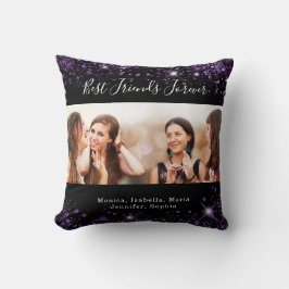 Beste Freunde für immer Foto schwarzer lila Glitze Kissen